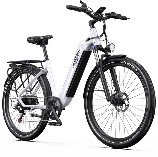 ONESPORT OT05 Elektrische Stadsfiets – Uitneembare 655Wh Accu – Tot 110 km Bereik – 27,5" – Shimano 7-Speed – Hydraulische Remmen – Wit